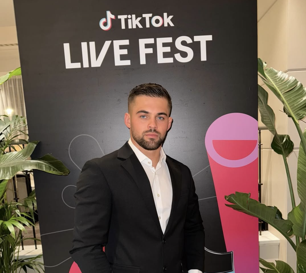 Mike Hales at TikTok Live Fest event, representing Team First Class Agency's official partnership with TikTok