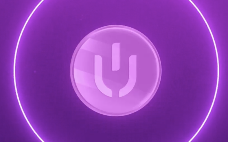 A glowing DeHub token representing tokenized uploads.
