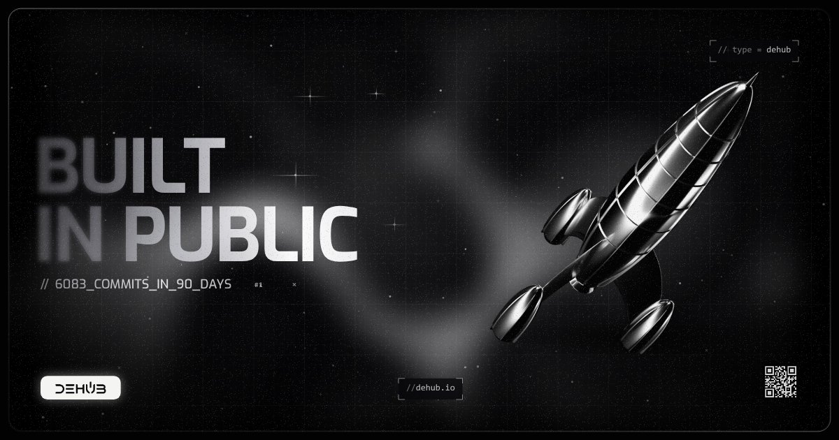 DeHub, built in public: 6,083 commits in 90 days, the most of any decentralized social app